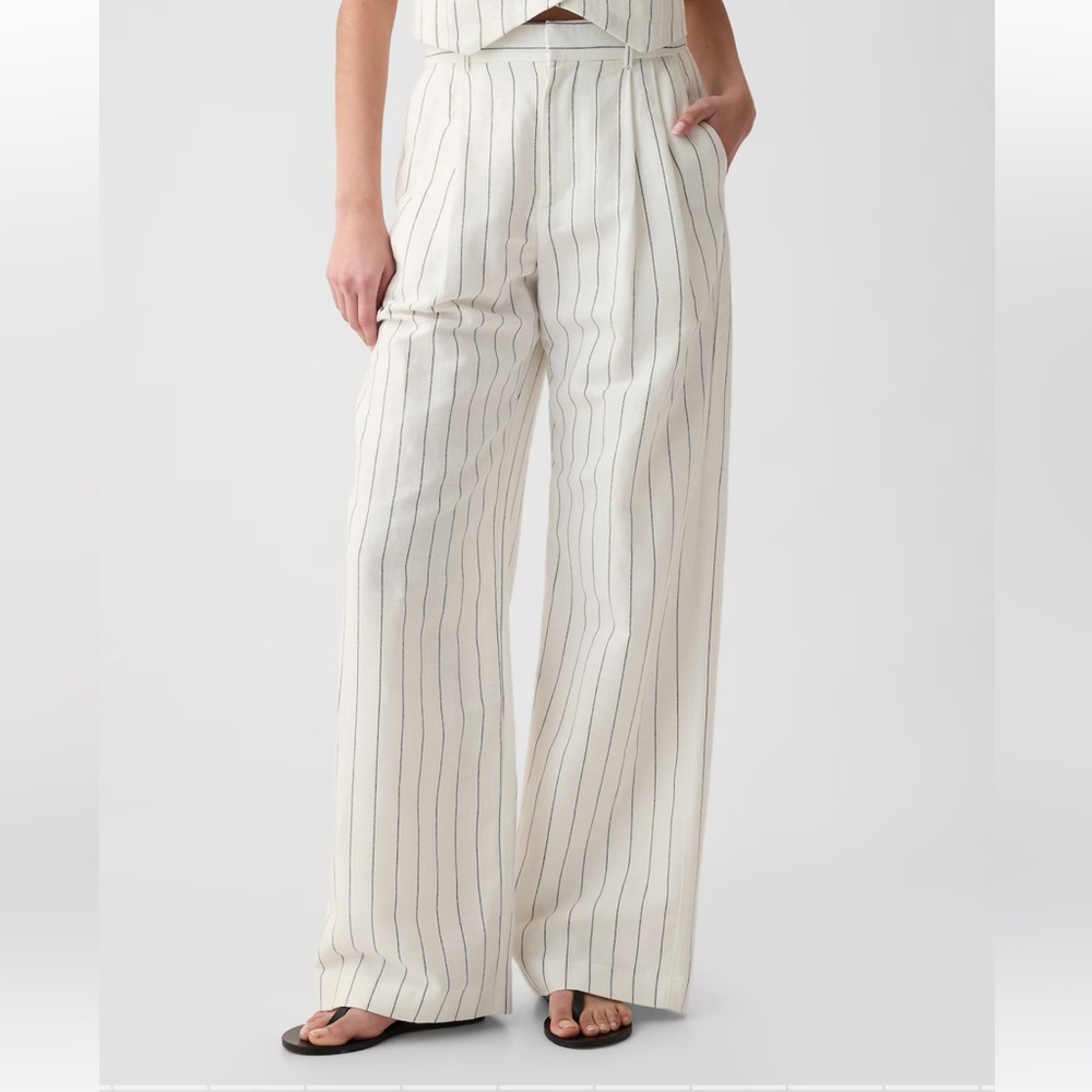 NWT GAP High Rise Linen-Cotton Trousers - Picture 3 of 10